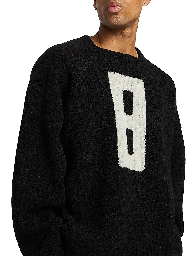 Boucle Square-Neck Relaxed Sweater