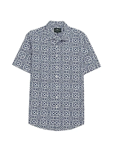 Becksley Geometric Linen & Cotton-Blend Button-Front Shirt