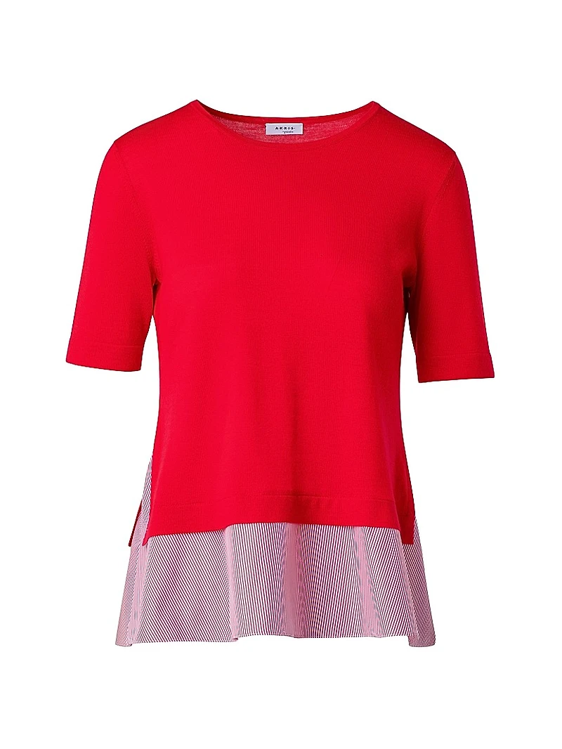 Wool-Cotton Mixed-Media Top