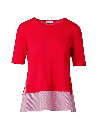 Wool-Cotton Mixed-Media Top