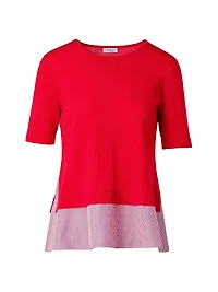 Wool-Cotton Mixed-Media Top