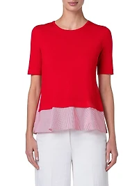 Wool-Cotton Mixed-Media Top