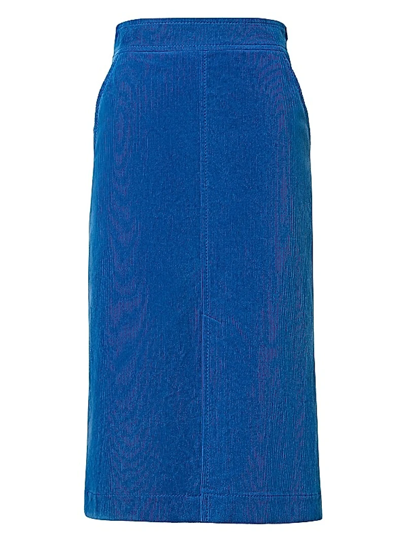 Washed Stretch Corduroy Knee-Length Skirt
