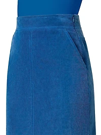 Washed Stretch Corduroy Knee-Length Skirt