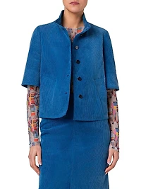 Short-Sleeve Washed Stretch Cotton Jacket