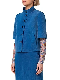 Short-Sleeve Washed Stretch Cotton Jacket