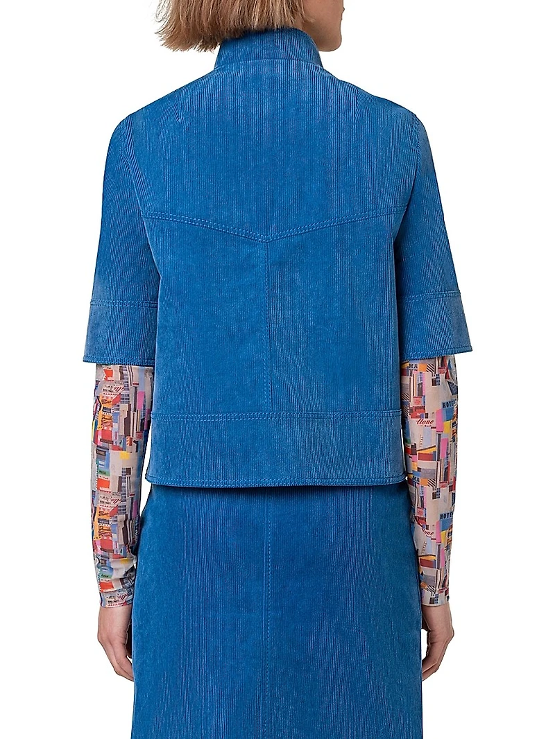 Short-Sleeve Washed Stretch Cotton Jacket