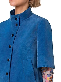 Short-Sleeve Washed Stretch Cotton Jacket