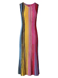 Colorblock Wool Rib-Knit Midi-Dress
