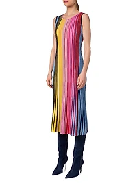 Colorblock Wool Rib-Knit Midi-Dress