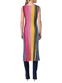 Colorblock Wool Rib-Knit Midi-Dress