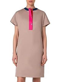 Colorblocked Stretch Cotton Gabardine Dress