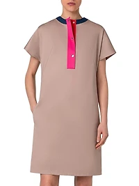 Colorblocked Stretch Cotton Gabardine Dress