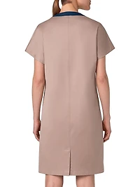 Colorblocked Stretch Cotton Gabardine Dress