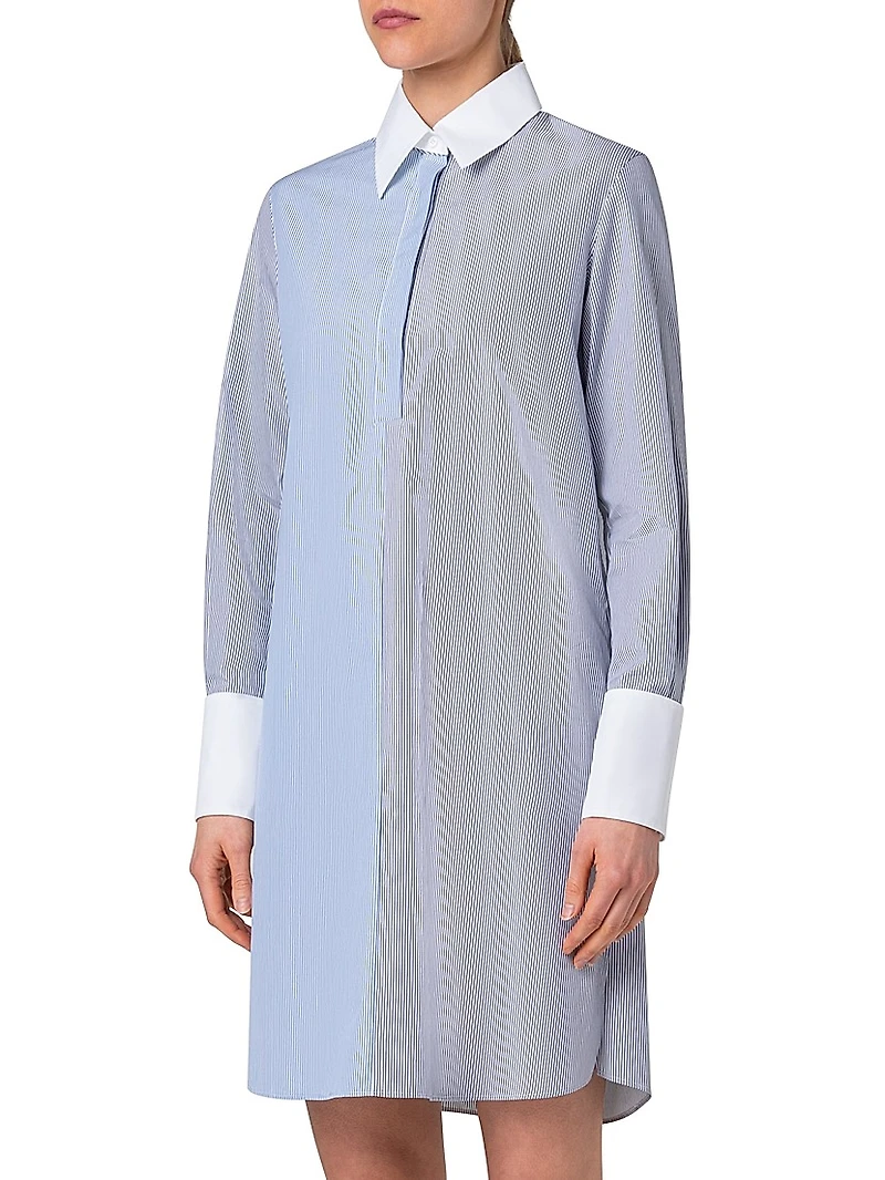 Micro-Striped Cotton Poplin Shirtdress