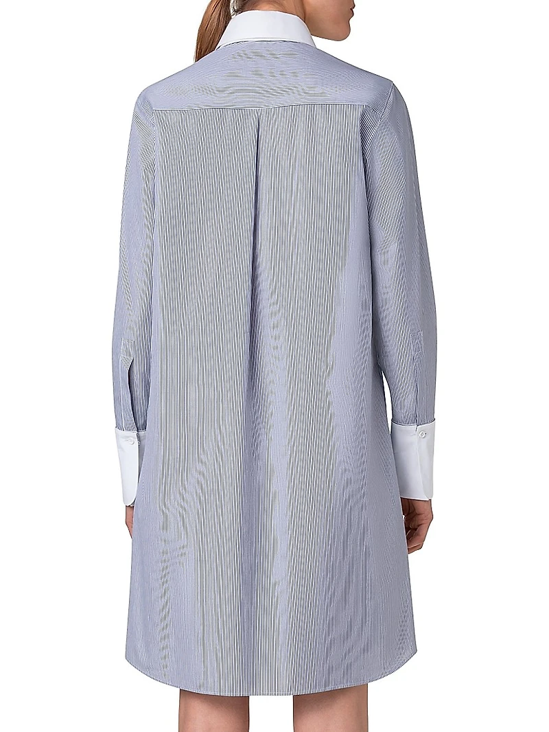 Micro-Striped Cotton Poplin Shirtdress