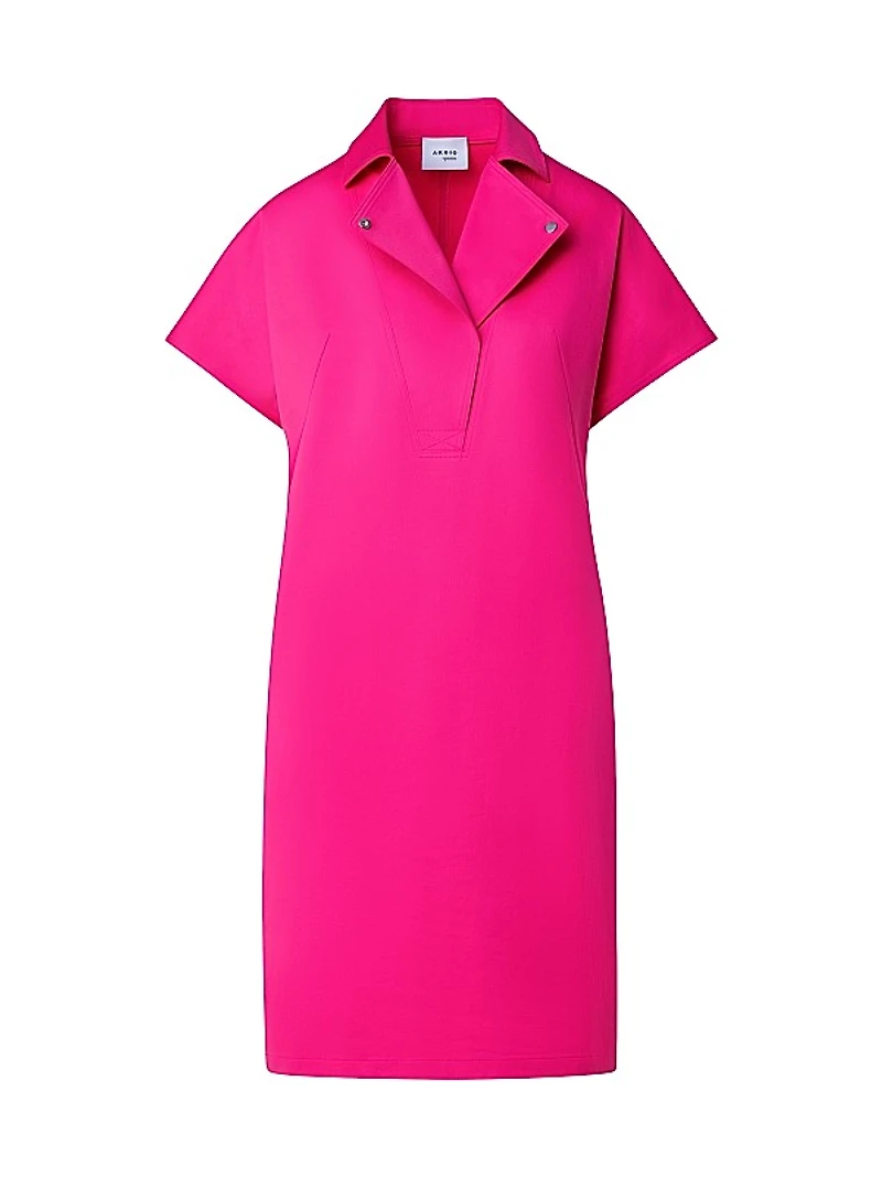 Stretch Cotton Gabardine Knee-Length Dress