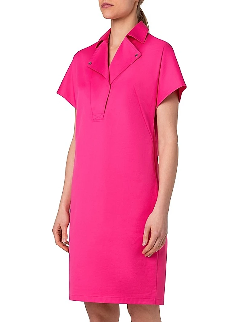 Stretch Cotton Gabardine Knee-Length Dress