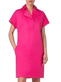 Stretch Cotton Gabardine Knee-Length Dress