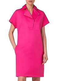 Stretch Cotton Gabardine Knee-Length Dress
