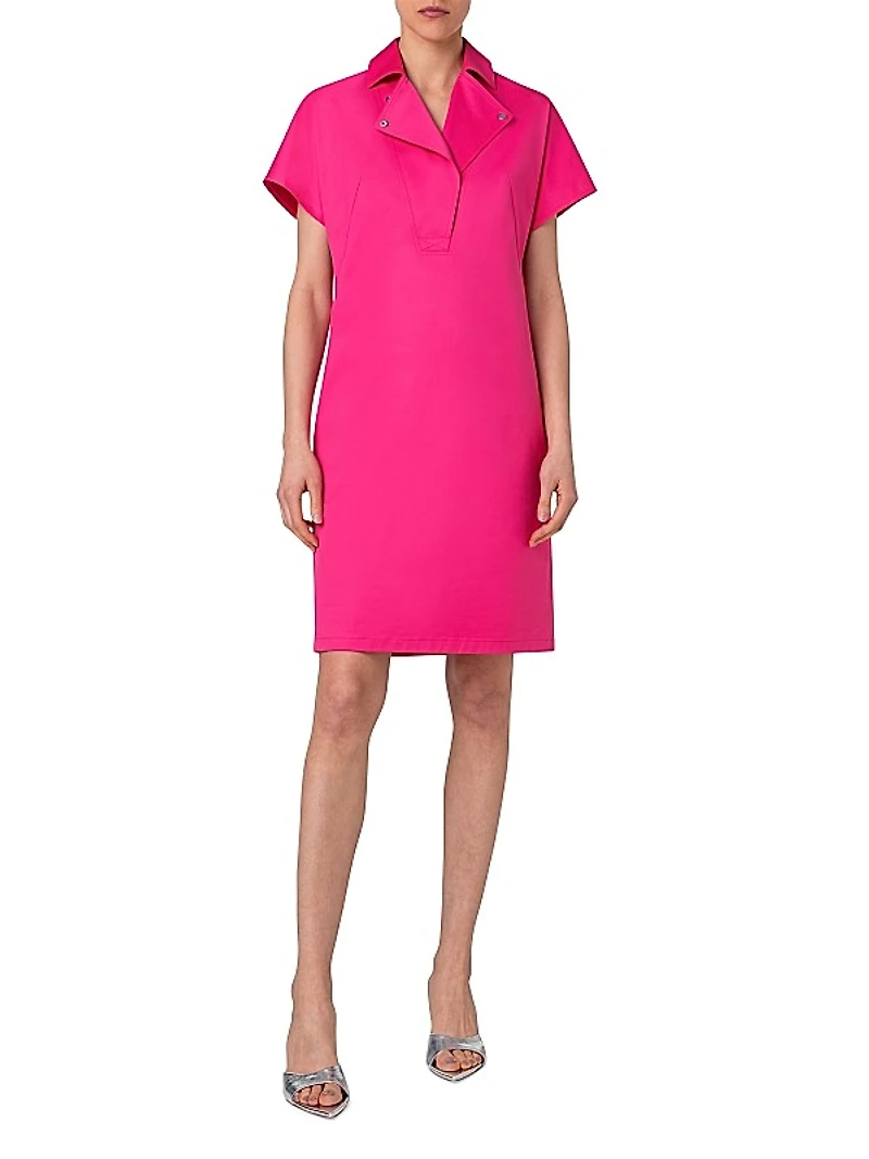 Stretch Cotton Gabardine Knee-Length Dress
