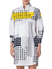 Skyscraper Facade Print Poplin Shirtdress