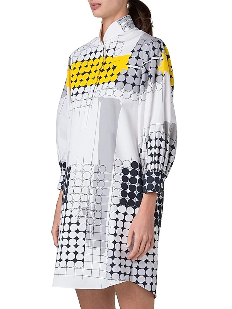 Skyscraper Facade Print Poplin Shirtdress