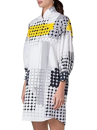 Skyscraper Facade Print Poplin Shirtdress