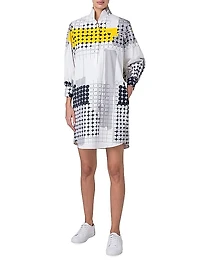 Skyscraper Facade Print Poplin Shirtdress