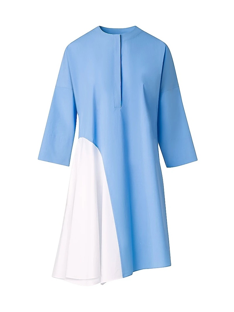 Asymmetric Two-Tone Cotton Poplin Dress