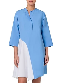 Asymmetric Two-Tone Cotton Poplin Dress