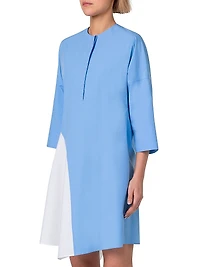 Asymmetric Two-Tone Cotton Poplin Dress