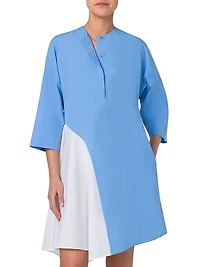 Asymmetric Two-Tone Cotton Poplin Dress