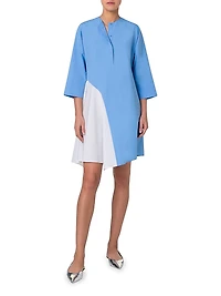 Asymmetric Two-Tone Cotton Poplin Dress