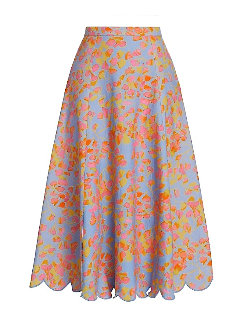 Falynn Floral Scallop Maxi Skirt