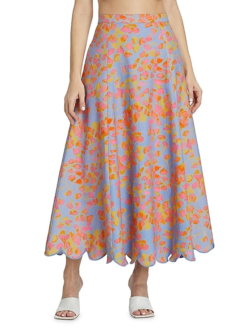 Falynn Floral Scallop Maxi Skirt