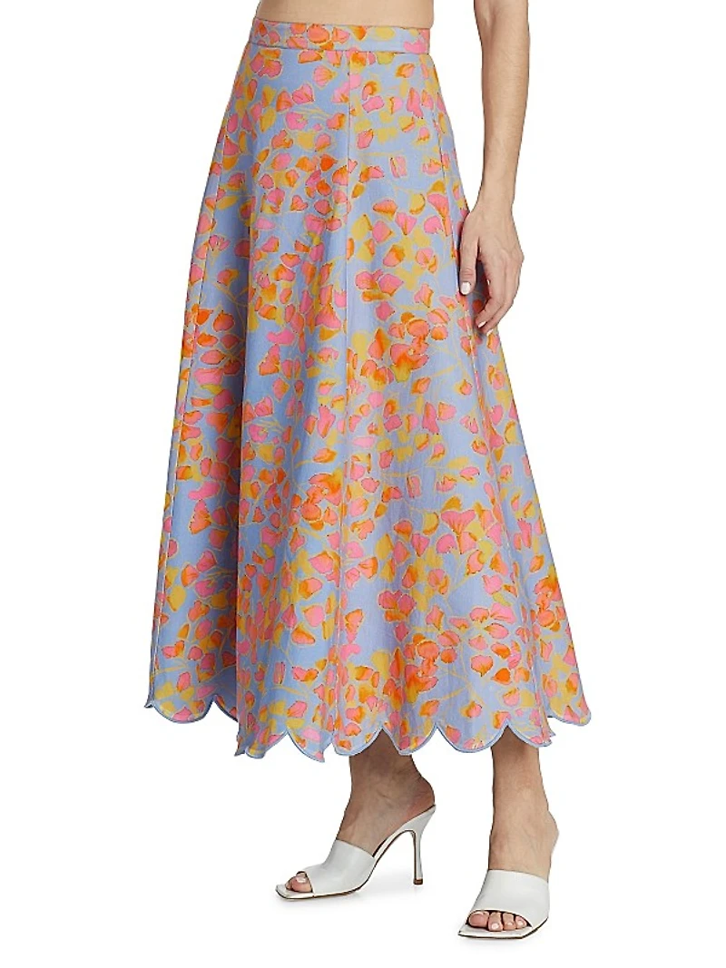 Falynn Floral Scallop Maxi Skirt