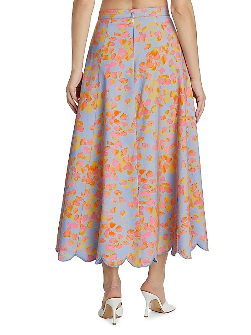 Falynn Floral Scallop Maxi Skirt