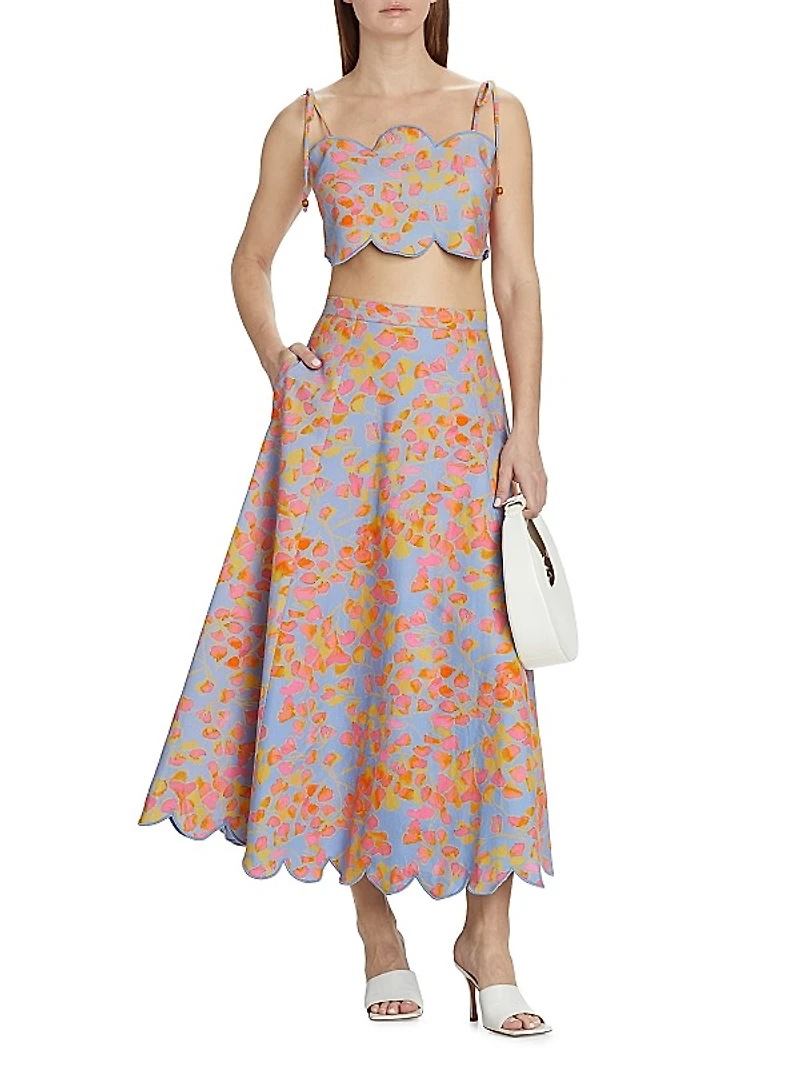 Falynn Floral Scallop Maxi Skirt