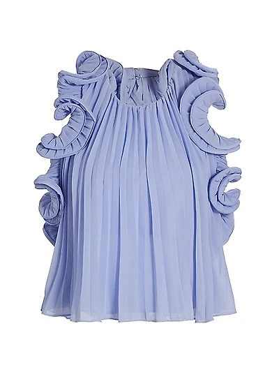 Baylin Pleated Ruffled Top