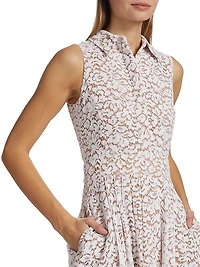 Floral Lace Sleeveless Shirtdress