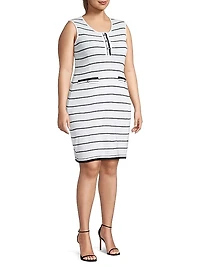 Plus Stripe Mini Sheath Dress