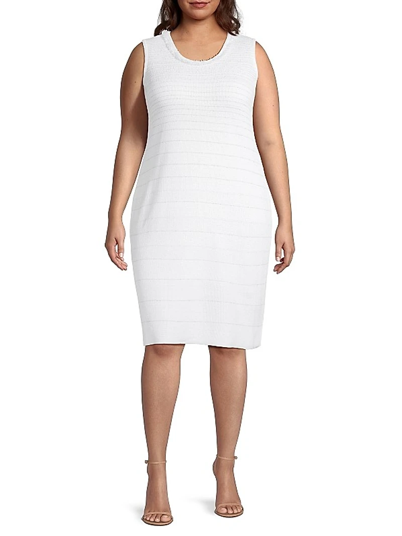 Plus Stripe Shimmer-Knit Sheath Dress