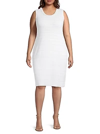 Plus Stripe Shimmer-Knit Sheath Dress