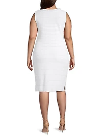 Plus Stripe Shimmer-Knit Sheath Dress