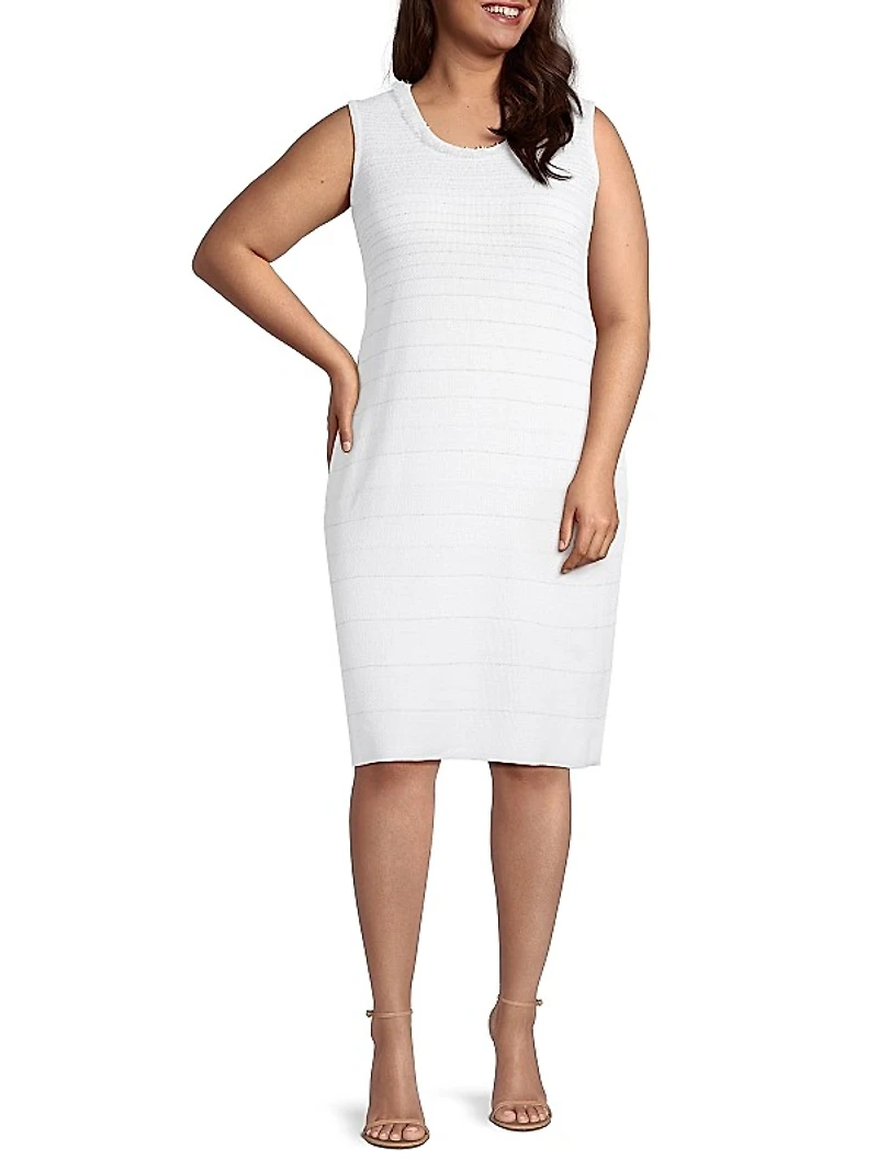 Plus Stripe Shimmer-Knit Sheath Dress