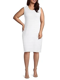 Plus Stripe Shimmer-Knit Sheath Dress