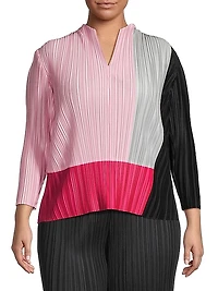 Pleated Colorblocked Blouse