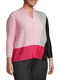 Pleated Colorblocked Blouse