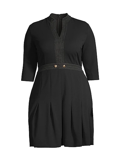 Pleated Knee-Length Dress